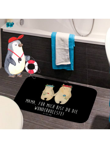 Mr. & Mrs. Panda Badteppich Bären mit Blumenkranz mit Spruch in Schwarz