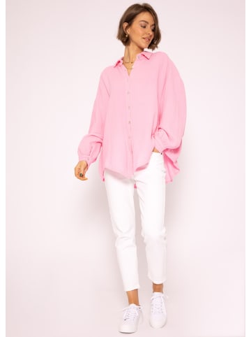 SASSYCLASSY Ultra Oversize Musselin-Blusenhemd kürzere Variante in Babyrosa