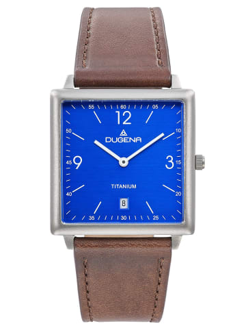 Dugena Armbanduhr Mannheim Titan mit Lederband Braun/Blau