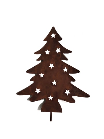 UNUS Gartenstecker Rost Weihnachtsbaum in Braun