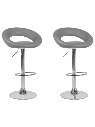 Beliani 2er-Set Drehhocker PEORIA in Grau/Silber