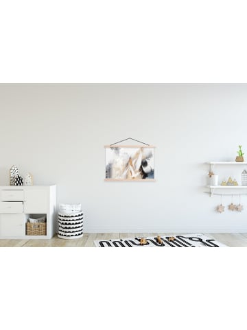 MuchoWow Poster mit Leiste Abstrakte Kunst weiß gold (BxH)