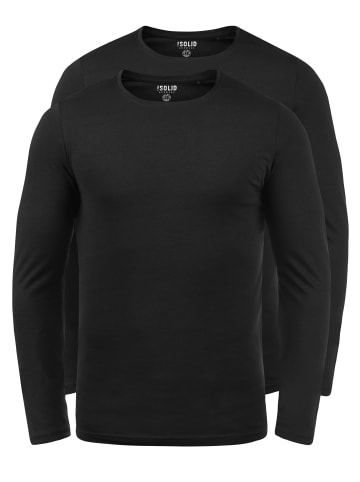 !SOLID Rundhalsshirt SDBasal 21103002ME Langarmshirts im 2er-Pack in Schwarz