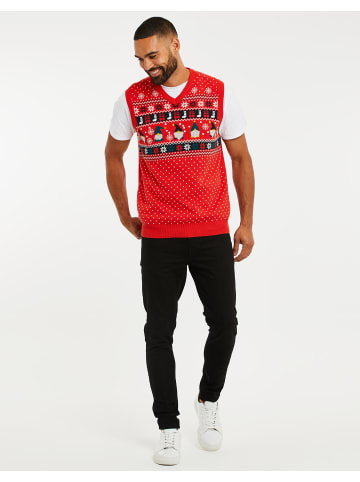 Threadbare Pullunder THB Xmas Knitted Vest Montana in Red