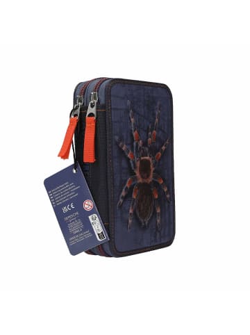 Depesche 2-Fach Federtasche mit Spinne Adventure World 5,5 x 12 x 19 cm in blau-orange