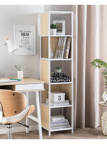 Beliani Bücherregal BOGOTA in Weiß/Braun - (W) 35 x (H) 165 x (L) 35 cm