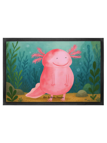 Mr. & Mrs. Panda Fußmatte Axolotl Glücklich Design ohne Spruch in Weiß