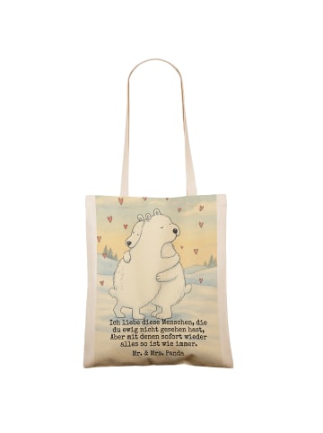 Mr. & Mrs. Panda Jutetasche Eisbär Umarmen Design mit Spruch in Weiß