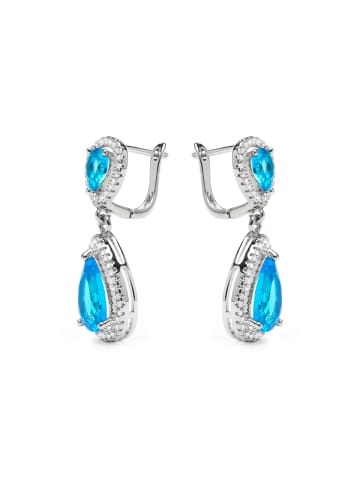Luxenter Ohrringe  mit Zirkonia in Blautopasoptik, silberfarben – Misim
