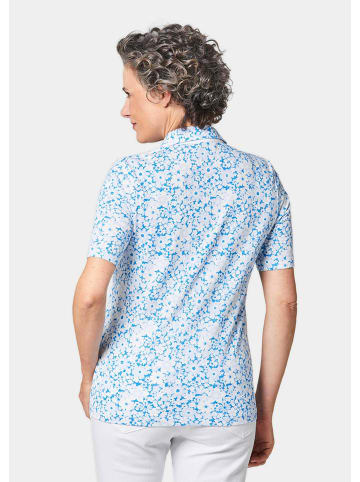 GOLDNER Kurzgröße:  Pikee-Druckpoloshirt in azurblau / weiß