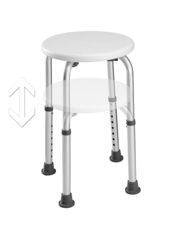 tectake Aluminium-Badezimmerhocker, 31 x 36 - 54 cm, mit Teleskopbeinen