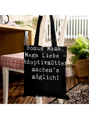 Mr. & Mrs. Panda Tragetasche Adoptivmutter Liebe mit Spruch in Schwarz