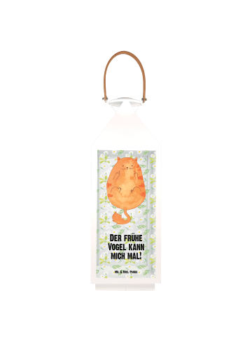 Mr. & Mrs. Panda Laterne Deko Katze Frühaufsteher mit Spruch in Transparent