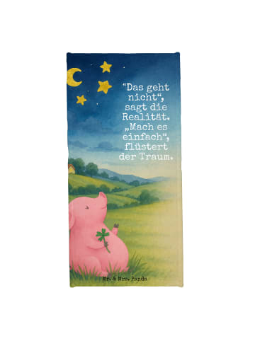 Mr. & Mrs. Panda Saunahandtuch Schwein Glück Design mit Spruch in Gelb Pastell