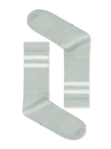 GreenBomb Tennis Socks Creme Stripes in Muted Mint
