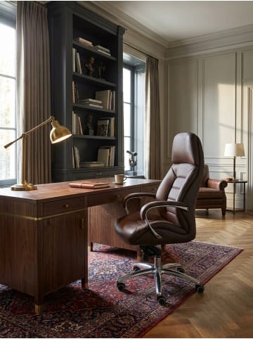 KADIMA DESIGN Designer Bürostuhl Bezug Echtleder Schreibtischstuhl bis 120 in Braun