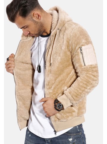 behype Sweatjacke Teddy-Zip in beige