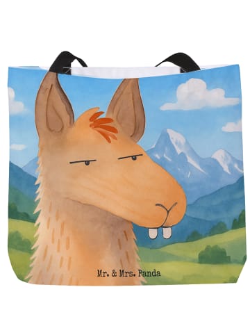 Mr. & Mrs. Panda Stofftasche Lamakopf Genervt Design ohne Spruch in Weiß