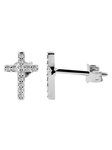 Adeliás Damen Ohrringe – Ohrstecker aus 925 Silber mit Zirkonia in silber