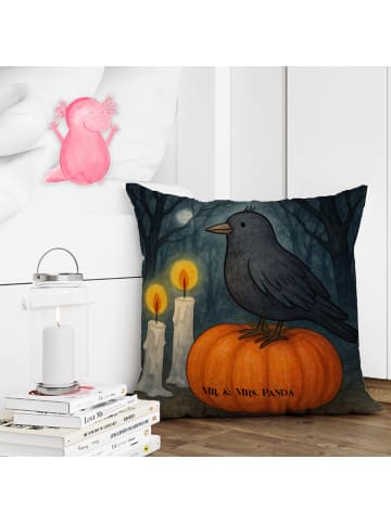 Mr. & Mrs. Panda Dekokissen Krähe Halloween Design ohne Spruch in Weiß