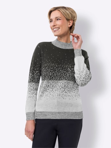 Sieh an! Jacquardpullover in ecru-graphit-gemustert