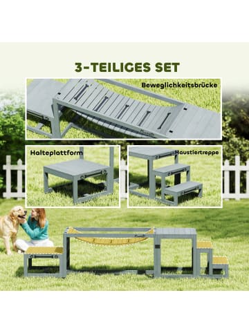 Pawhut Hunde Agility Set Grau Tannenholz