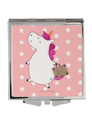 Mr. & Mrs. Panda Handtaschenspiegel quadratisch Einhorn Koffer o... in Rot Pastell