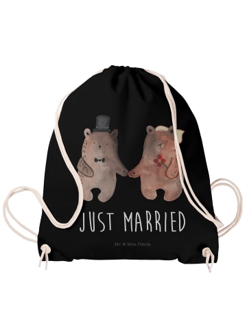 Mr. & Mrs. Panda Jutebeutel Bär Heirat mit Spruch in Schwarz