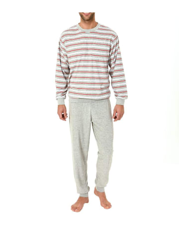 NORMANN Frottee Pyjama Schlafanzug lang Bündchen - 41779 in Grau