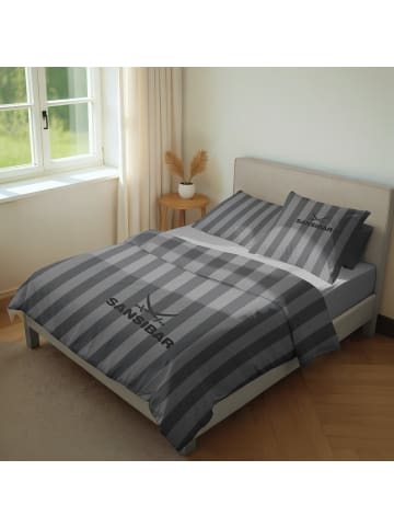 Sansibar Bettwäsche Set Modern Stripe, 155x220 cm in Anthrazit