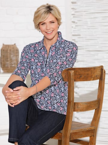 WITT WEIDEN Shirt in marine-altrosa-bedruckt