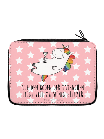 Mr. & Mrs. Panda Federtasche Einhorn Blümchentail mit Spruch in Rot Pastell