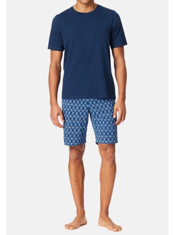 Schiesser Schlafanzug Casual Essentials in Dunkelblau