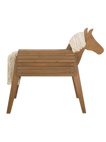 roba Teak-farbenes Outdoorspielpferd aus Holz, stabiles Voltigier- & Gartenpferd