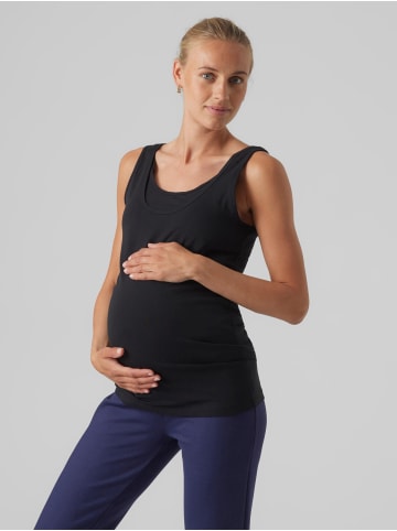 mama licious Umstands Basic Top Schwangerschaft Shirt mit Stillfunktion MLILJA in Schwarz