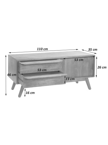MCW TV-Rack L96 Schubladen Massiv-Holz Mango
