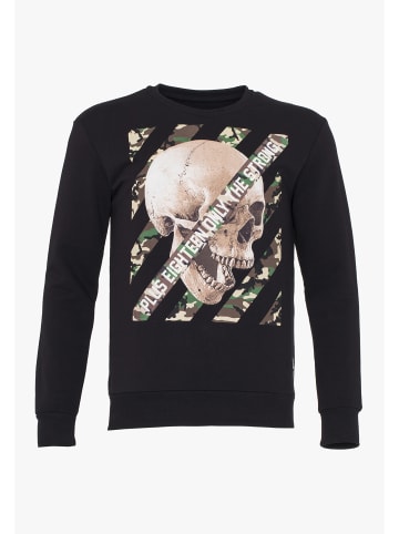 PLUS EIGHTEEN Herren Sweater Mit Print in Schwarz