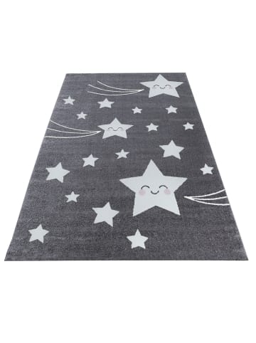 KADIMA DESIGN Teppich Kinder Sterne Polypropylen saugroboter Kurzflor Kinderzimmer in Grau