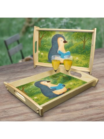 Mr. & Mrs. Panda Holz Tablett Pinguin Buch Design ohne Spruch in Weiß