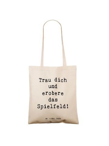 Mr. & Mrs. Panda Umhängetasche Spruch Neue Sportart Mut mit Spruch in Creme