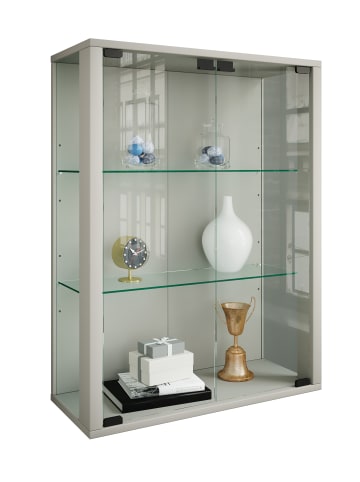 VCM  Wandvitrine Hängevitrine Glasvitrine Glas Udina in Silber