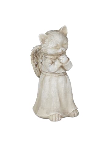 relaxdays Katzen-Grabschmuck in Creme - (B)8,5 x (H)18 x (T)9 cm