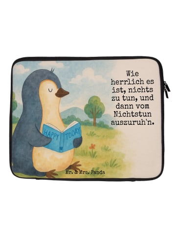 Mr. & Mrs. Panda Laptophülle Pinguin Buch Design mit Spruch in Weiß