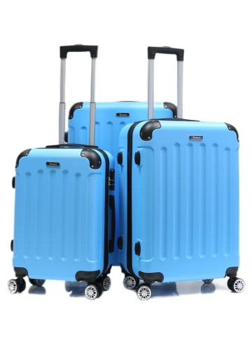 Cheffinger Reisekoffer Koffer 3 tlg Hartschale Trolley Set in Skyblue