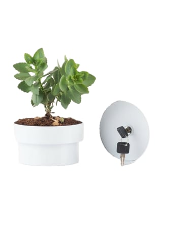 relaxdays Blumentopf Safe in Weiß - (H)13 x ∅12,5 cm