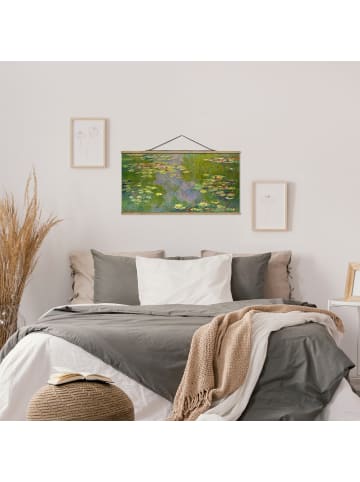 WALLART Stoffbild mit Posterleisten - Claude Monet - Grüne Seerosen in Grün