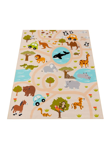 KADIMA DESIGN Kinderteppich waschmaschinenwaschbar Safari‑Straßen in Mehrfarbig