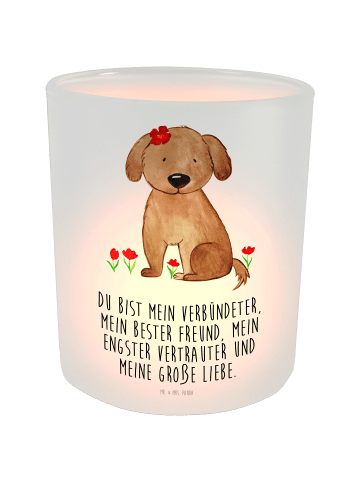 Mr. & Mrs. Panda Kerzenhalter Hund Dame mit Spruch in Transparent