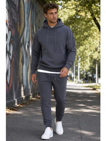 Reichstadt Herren Regular Fit Hoodie Marken-Stick in Anthracite