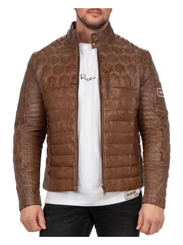 Reichstadt Herren Slim Fit Echtlederjacke Echtleder in Cognac